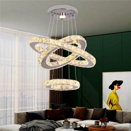 Crystal LED Ring Pendant Light Chandelier