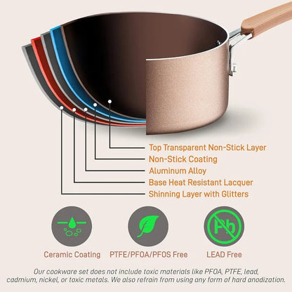 14 Non-stick Heat Resistant Cookware Set