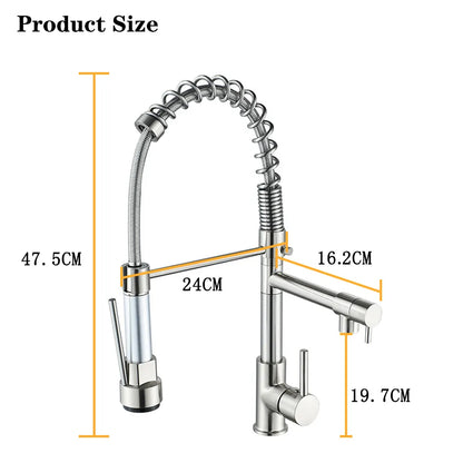 Brushed Spring Pull Down Kitchen Sink Faucet