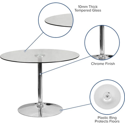 Round Glass Table and Chair Set