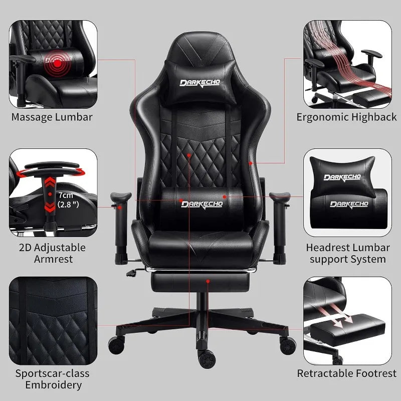 Ergonomic Leather Reclining Gaming Chair with Footrest