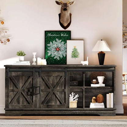 TV Cabinet with Wooden Sliding Barn Door