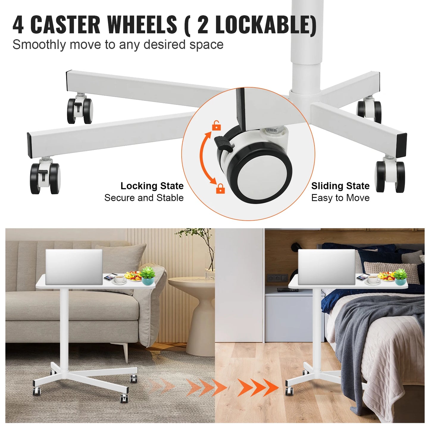 Gas-Spring Height Adjustable Sit-Stand Desk W/ Wheels