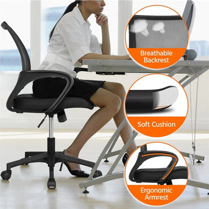 Adjustable Mid Back Mesh Swivel Office Chair with Armrests