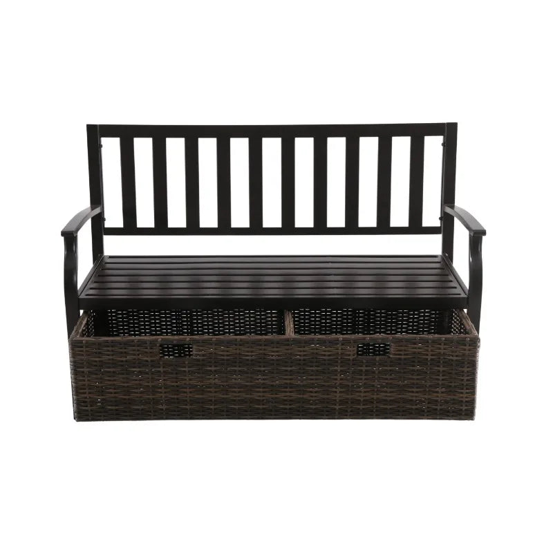 Outdoor Storage Wicker Bench