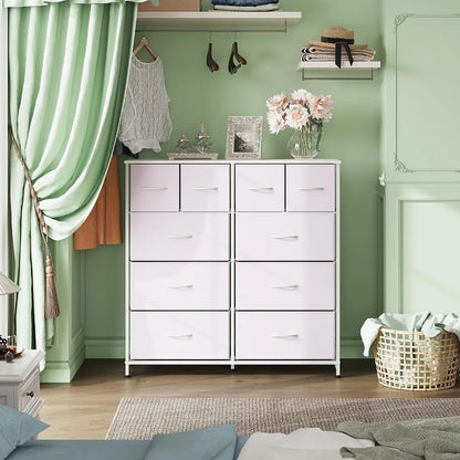 Fabric Style Dresser Storage Dresser with 10 Deep Drawers