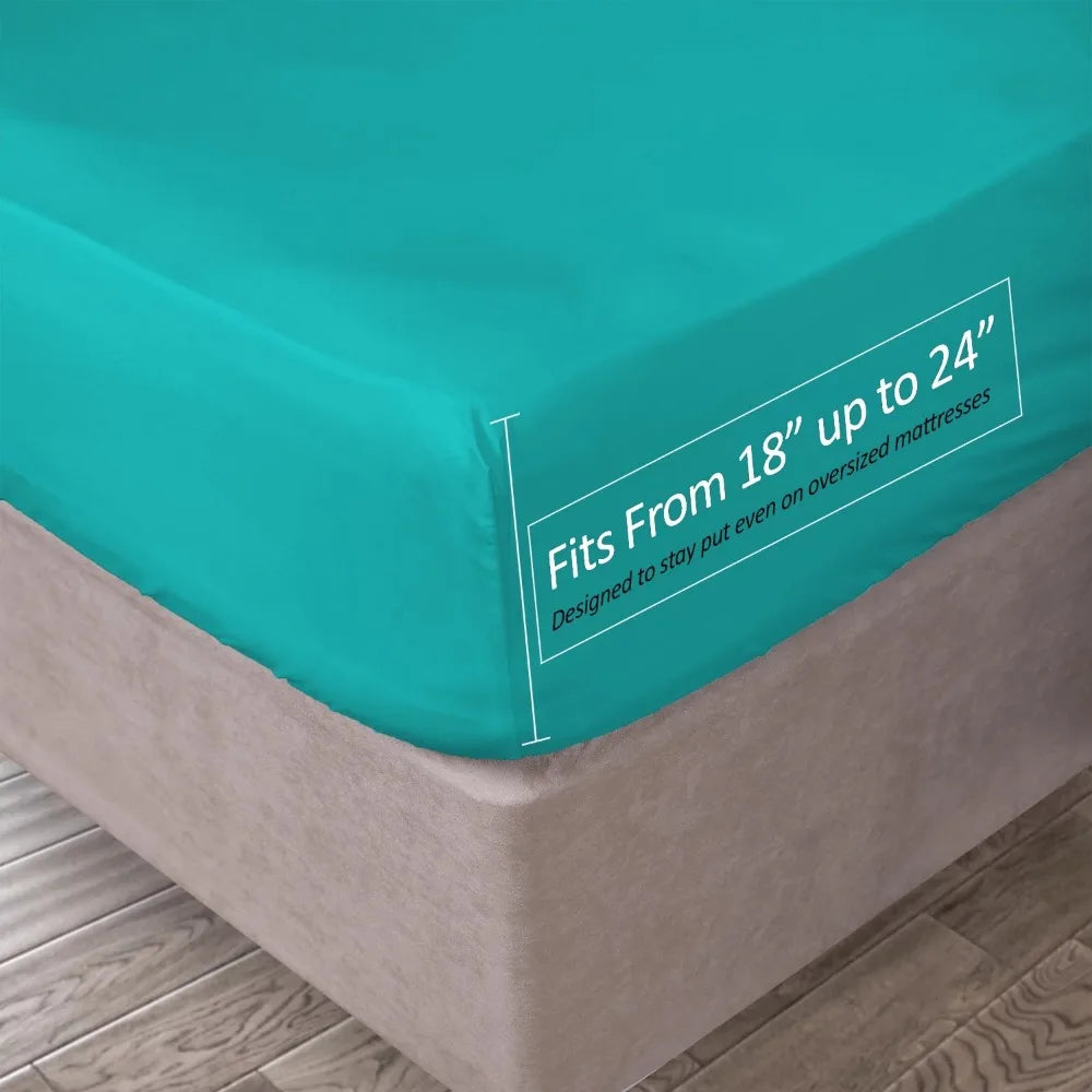 Extra Deep Pocket Teal  6 Piece Bed Sheet Set