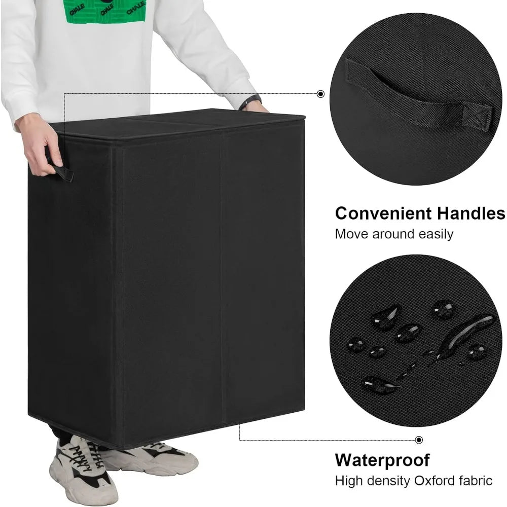 154L Double Laundry Hamper with Lid and Removable Laundry Bags