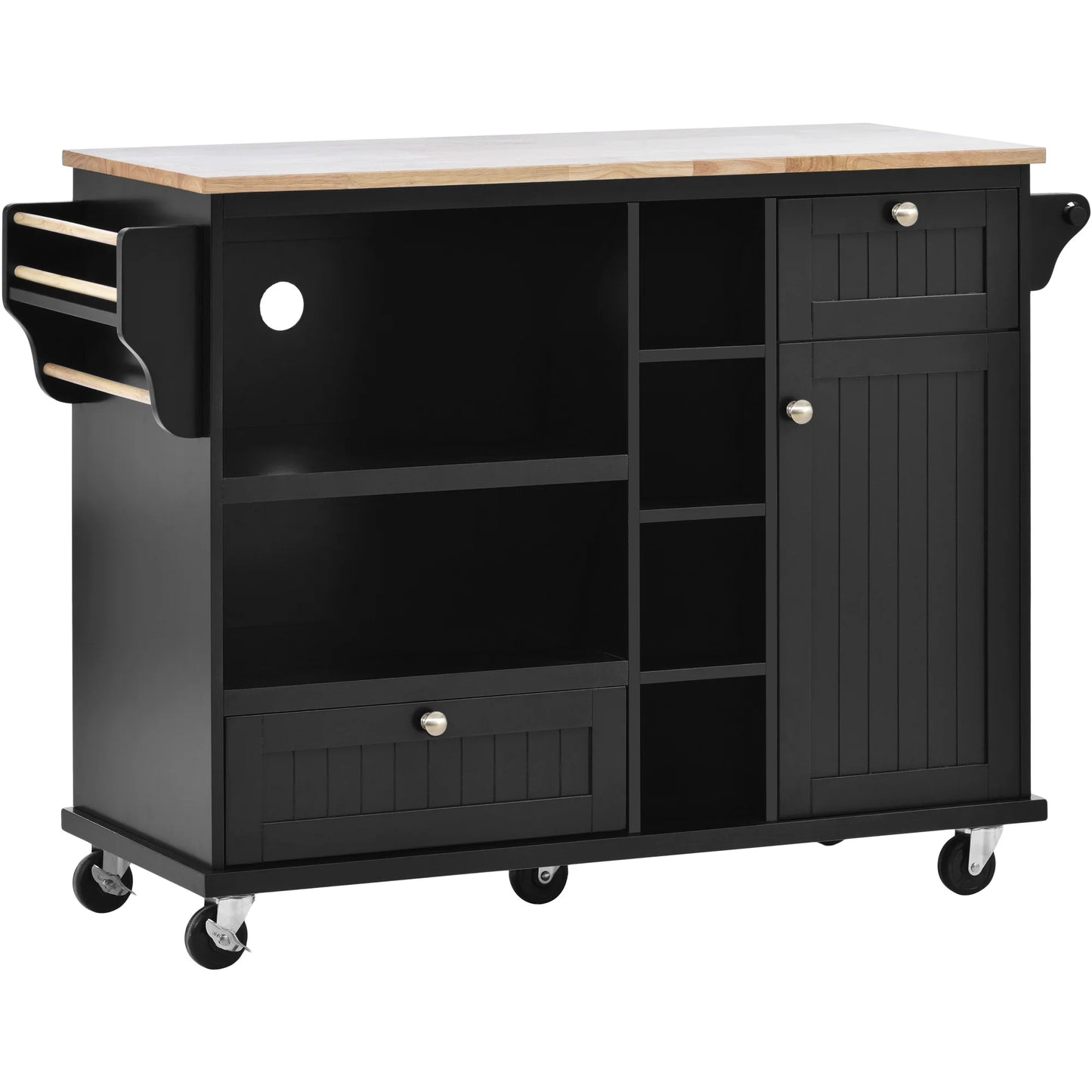 Kitchen Island Cart with Storage Cabinet and Two Locking Wheels