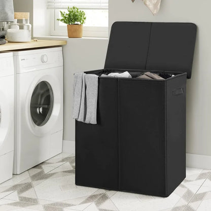 154L Double Laundry Hamper with Lid and Removable Laundry Bags