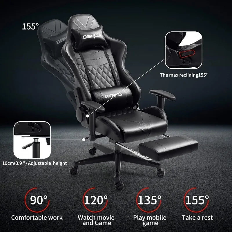 Ergonomic Leather Reclining Gaming Chair with Footrest