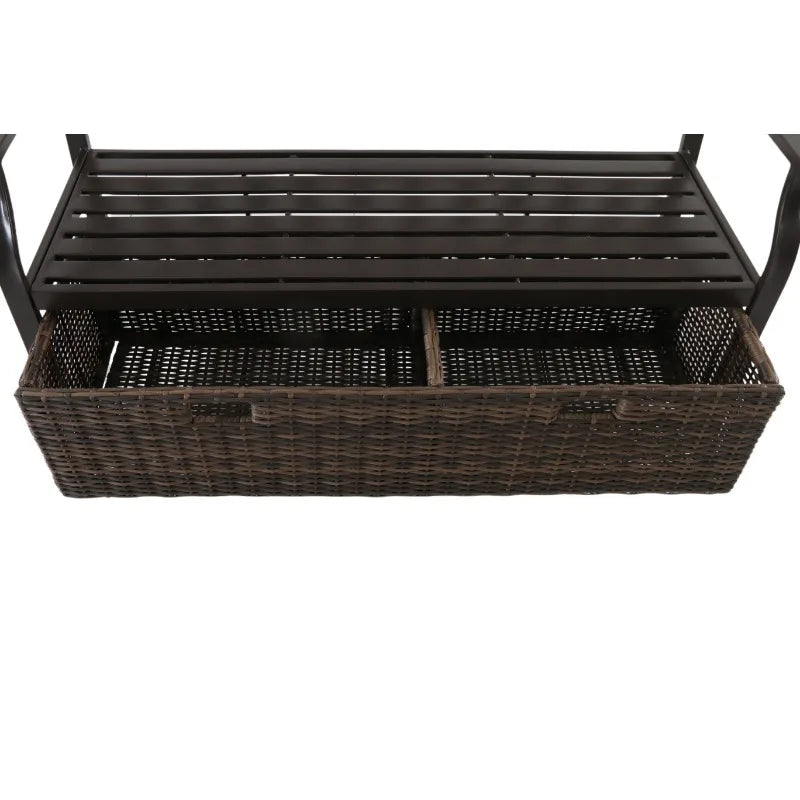 Outdoor Storage Wicker Bench