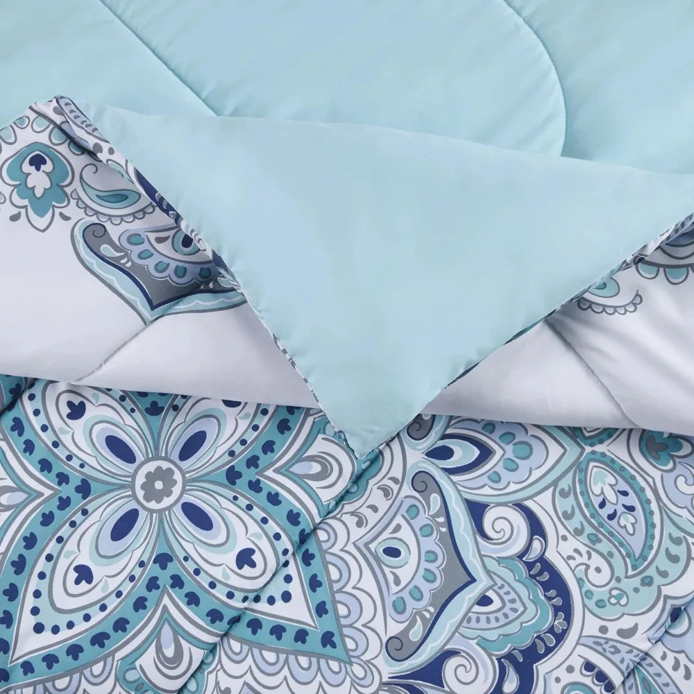 Teal Medallion 8-Piece Bed in a Bag Comforter Set