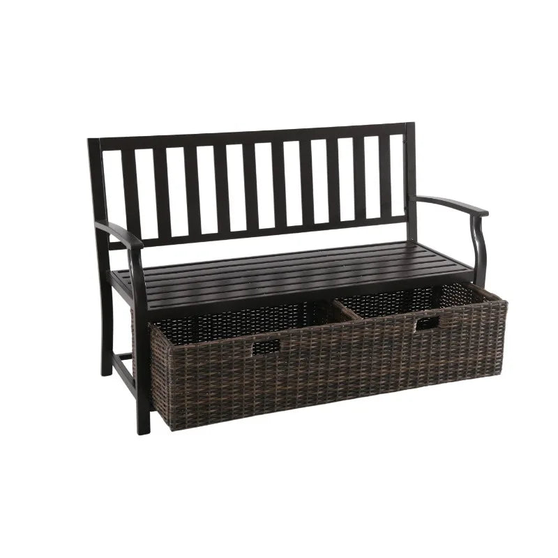 Outdoor Storage Wicker Bench