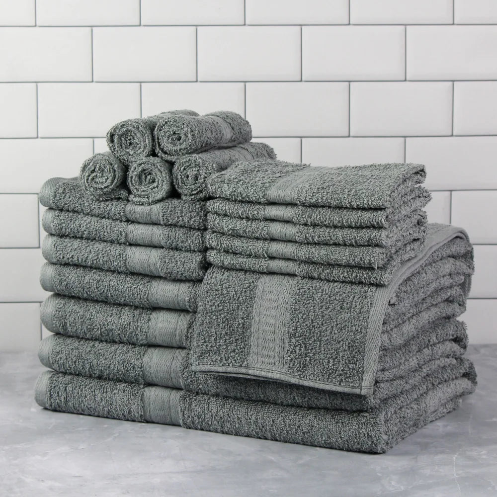 Solid 18-Piece Bath Textile Towel Set