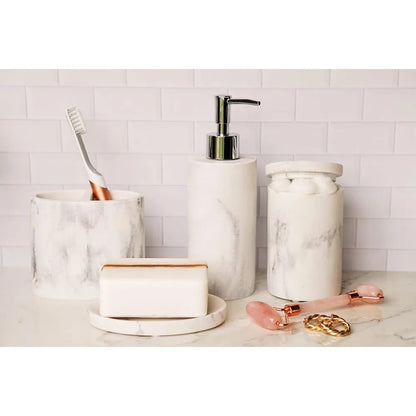 8 PCS White Marble Resin Bathroom Accessory Set