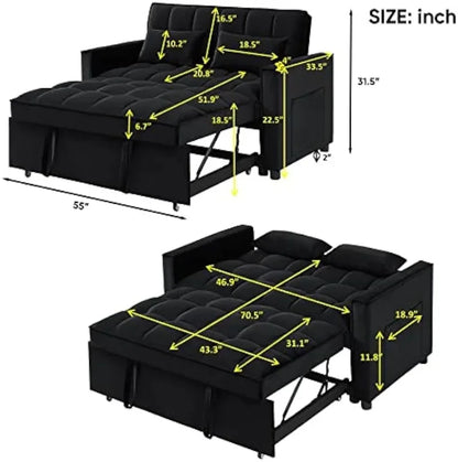 3 in 1 Convertible Sleeper Loveseat