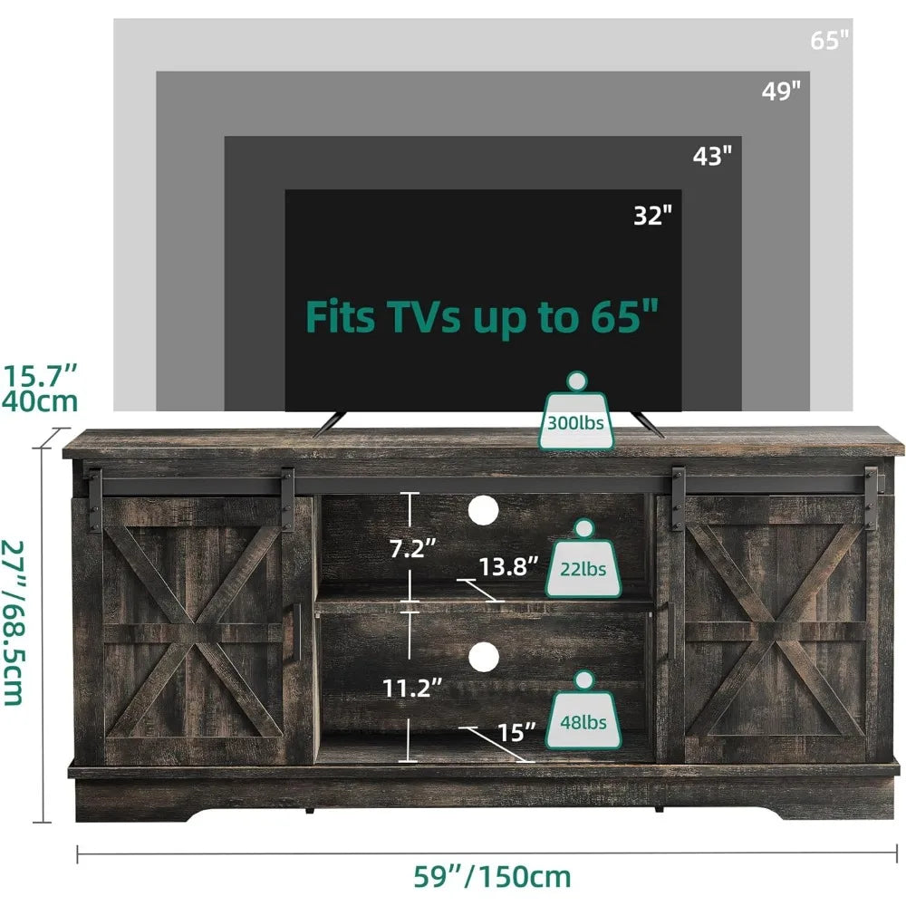 TV Cabinet with Wooden Sliding Barn Door