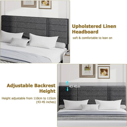 Queen Size Upholstered Platform Beds with Headboard