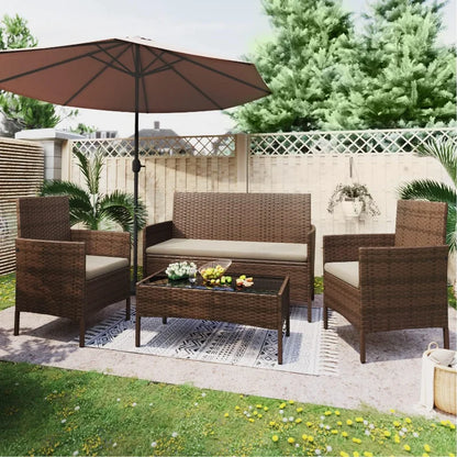 4 Piece Outdoor Wicker Rattan Backyard Chairs