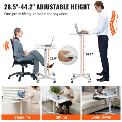 Gas-Spring Height Adjustable Sit-Stand Desk W/ Wheels