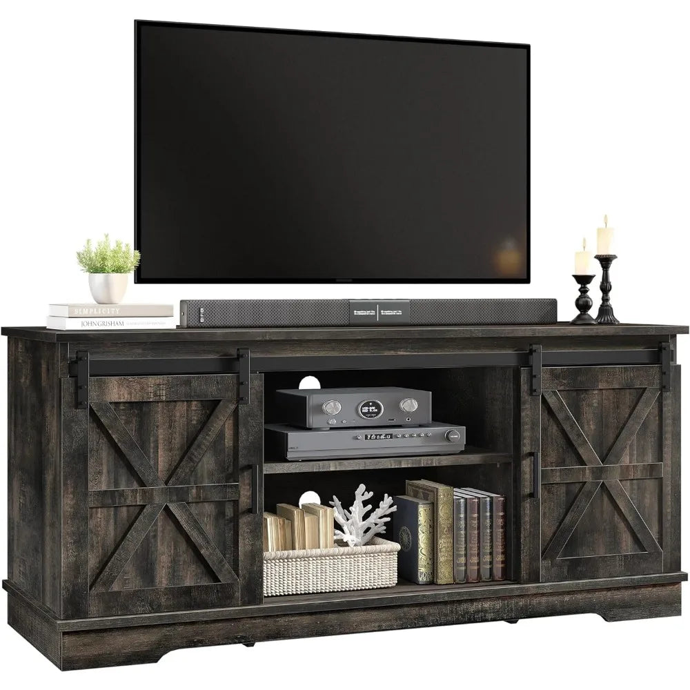 TV Cabinet with Wooden Sliding Barn Door