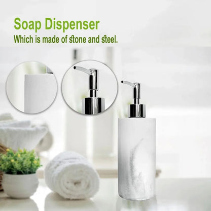 8 PCS White Marble Resin Bathroom Accessory Set