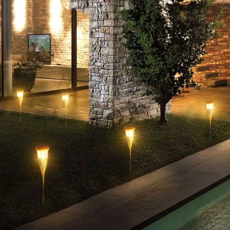 Bamboo Solar LED Flame Lawn Lamp