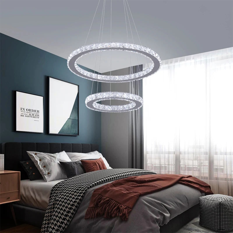 Crystal LED Ring Pendant Light Chandelier