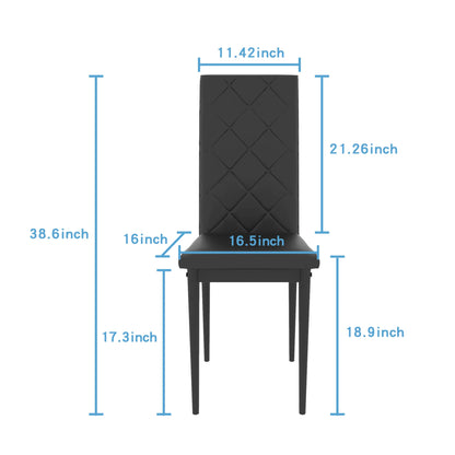 Modern Tempered Glass Black Dining Table Chair Set