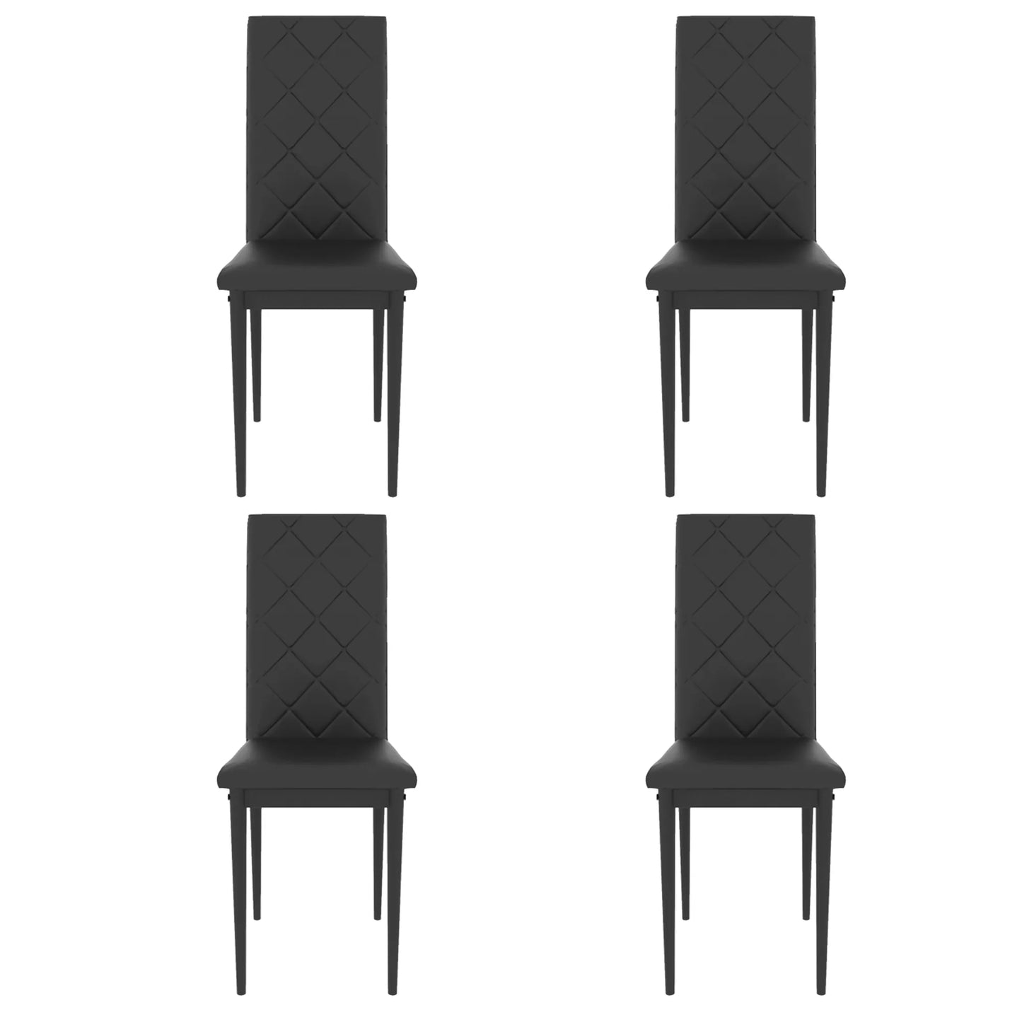 Modern Tempered Glass Black Dining Table Chair Set