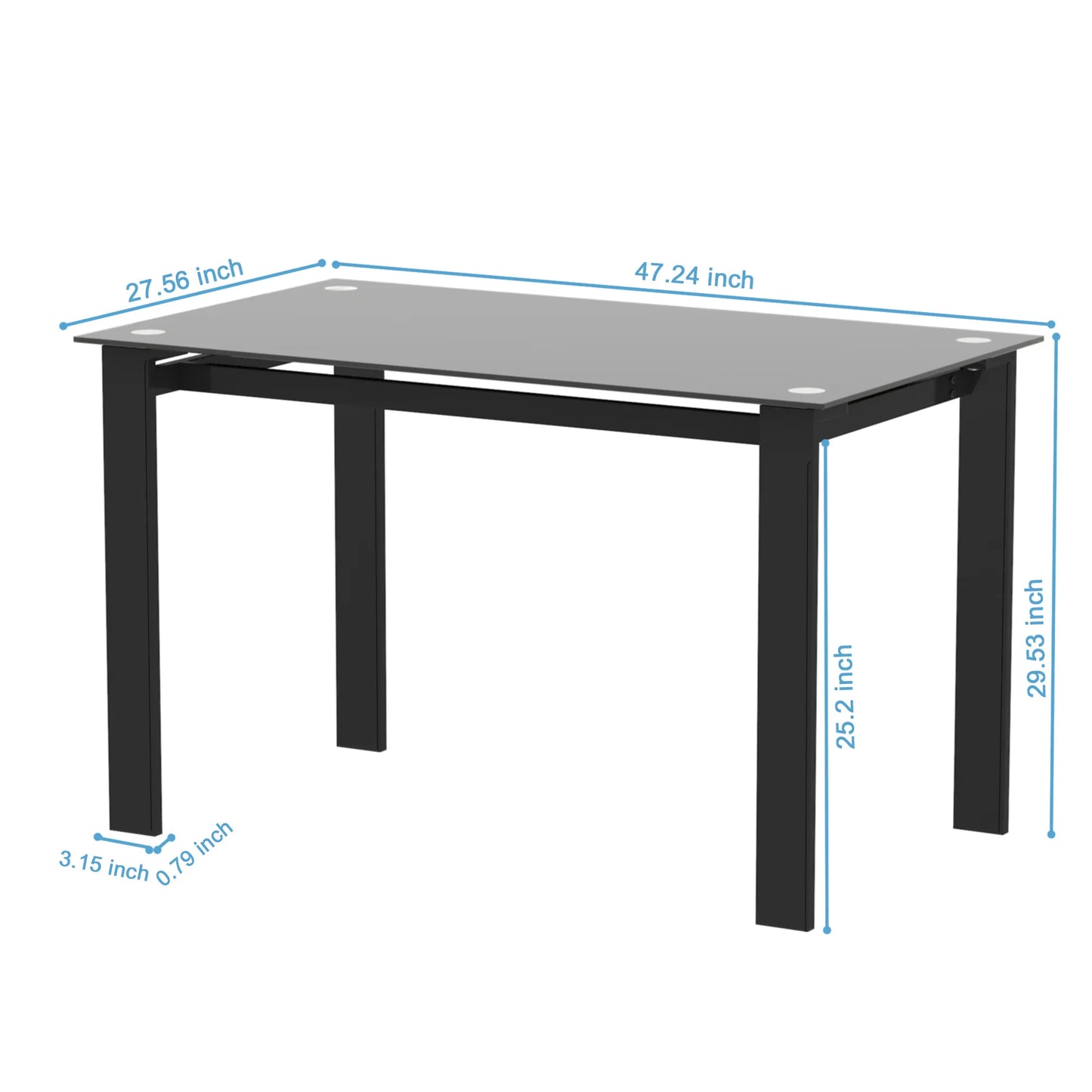 Modern Tempered Glass Black Dining Table Chair Set